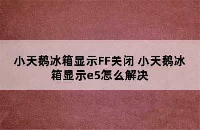 小天鹅冰箱显示FF关闭 小天鹅冰箱显示e5怎么解决